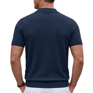 Polo en tricot bleu marine personnalisé pour hommes, approvisionnement en gros, OEM, marque privée, manches courtes, chemise de golf, directement de l'usine - Product Image 5