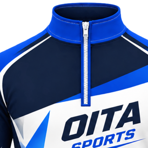 <b>Royal</b> <b>Blue</b> White Quarter Zip Sports <b>Jacket</b> Long Sleeve Athletic Training Top Custom Team Running Workout Performance Sportswear - Product Image 5