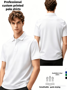 Custom Printed Cotton Men's Polo Shirt White Breathable Quick Dry Work Fashion Uniform ODM Service Oeko-<b>Tex</b> Certified Reflective - Product Image 3