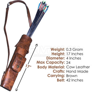 Top Quality Leather Archery <b>Quivers</b> Durable Handmade Leather Archery <b>Quivers</b> Adjustable Strap Outdoor Use - Product Image 3