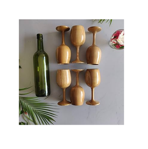 Copas de vino de madera de lujo, 6 piezas, diseño artesanal de tallo largo, copas de vino de madera de nuevo diseño a precio asequible - Product Image 1