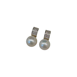 8-10mm Freshwater <b>Pearl</b> <b>Dangle</b> <b>Earrings</b> Exquisite and Unique S925 Pure Silver Zircon Strong Round Light Simple and Elegant - Product Image 4