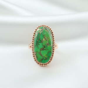 Green Copper <b>Turquoise</b> <b>Ring</b> 925 Sterling Silver Rose Gold Yellow Gold Plated Handmade Statement Jewelry Gift Women - Product Image 3