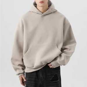 Custom Hoodies Heavyweight <b>Black</b> Fleece Hoodies Wholesale <b>Men</b> Boxy Cut <b>Hoodie</b> - Product Image 3
