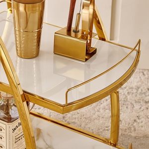 Carrito de Bar Metálico con Acabado Dorado, Carrito Rodante para Bebidas, Carrito de Servicio de Bebidas de Lujo, Mueble de Bar Contemporáneo para el Hogar, Elegante Bar Dorado - Product Image 4