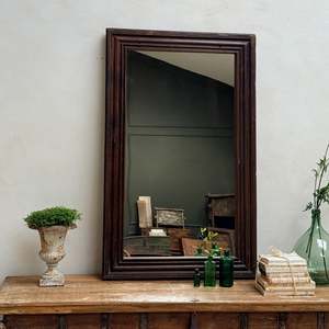 Miroir antique en bois avec cadre foncé original, rustique, en bois massif, à suspendre au mur, pour salle de bain, salon, ou comme miroir de vanité de style farmhouse. - Product Image 5