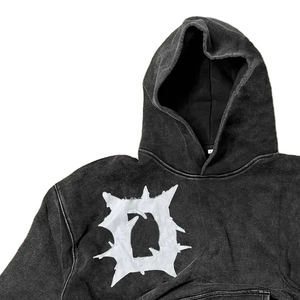 Sudadera con Capucha Oversize de Algodón Felpa de Alta Calidad, Estilo Streetwear, Lavado Ácido, Corte Holgado y Efecto Desgastado - Product Image 2