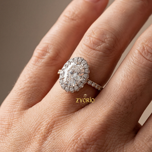 Yellow Gold 925 <b>Silver</b> 1 Carat VVS2 Clarity Oval Cut Lab Grown Diamond Halo Engagement <b>Ring</b> Pave <b>Set</b> Band Brilliant Cut Bridal - Product Image 3