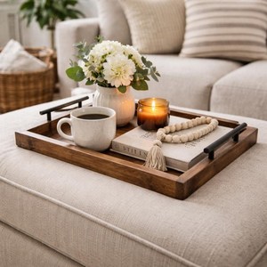 Handcrafted Eco-Friendly Portable Polished Wooden Serving Tray <b>Rustic</b> Ottoman <b>Coffee</b> <b>Table</b> Tray for Catering Use - Product Image 2