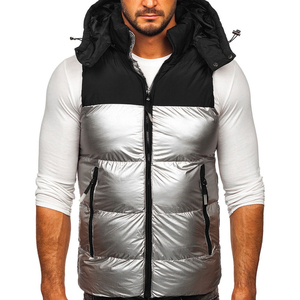 2026 Oem Men Zip up Sleeveless Hooded Puffer Coat Winter Quilted Hoodies Puffer Vests Coats Outdoor Padded Down men's <b>jackets</b> - Product Image 6