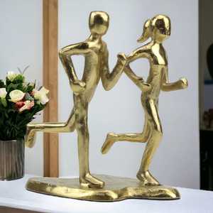 23.5cm H X 17cm W X 21cm L Aluminium <b>Figurative</b> Sculpture Running Couple Artistic Handmade Modern Tabletop Decor Living Room - Product Image 6