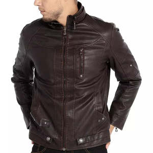 Chaquetas de cuero genuino para hombre, ligeras y de gran venta, con cuello alto, que brindan calidez en climas fríos. - Product Image 4