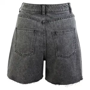 Shorts de mezclilla para mujer 2026, estilo urbano de verano, pantalones cortos rectos de cintura alta para mujer, color sólido, estilo Y2K, con bolsillos cargo y diseño cruzado. - Product Image 4