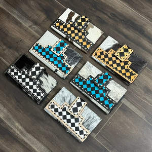 กระเป๋าสตางค์หนังลายตารางหมากรุกสำหรับผู้หญิงหนังวัวแท้กระเป๋าใส่บัตรของผู้หญิงสินค้าออกใหม่สุดหรู - Product Image 5