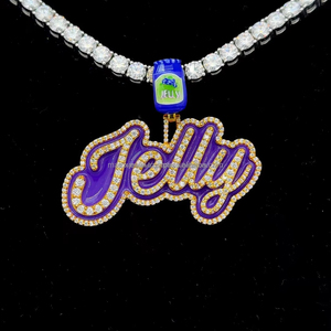 Custom Enamel <b>Pendant</b> <b>Name</b> <b>Necklace</b> Iced Moissanite Jewelry Custom Logo Bail Hip Hop Jewelry Enamel <b>Name</b> <b>Pendants</b> for Gifts - Product Image 1
