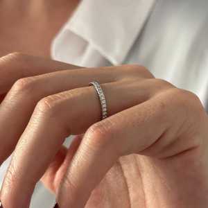 2MM Pave Lab Diamonds Full Eternity Band , 14k White Gold 0.5CT Eternity <b>Ring</b> , Matching Wedding Band ,Classic <b>Stacking</b> <b>Ring</b> - Product Image 3