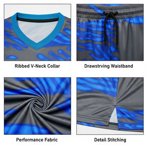 Ensemble d'uniformes de football rayés personnalisables - 100% polyester léger, séchage rapide, sublimé, grandes tailles, été/hiver - Product Image 5