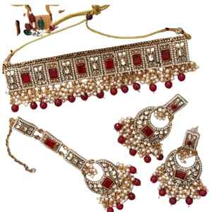 Parures de bijoux de mariage indiennes et pakistanaises originales, plaquées or antique, zircon, faites à la main, pour femmes - Vente chaude - Product Image 1