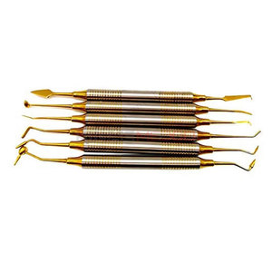 Juego de 6 instrumentos dentales para restauración de composite, herramientas de contorno y relleno con mango grueso, kit dental, instrumento médico - Product Image 1