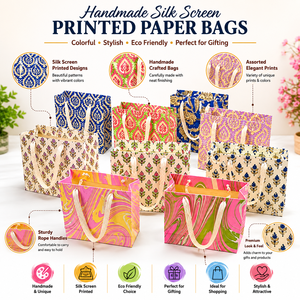 Bolsas de Regalo de Papel Hechas a Mano con Serigrafía y Asas de Cuerda, Bolsas Decorativas para Compras y Empaque - Product Image 6