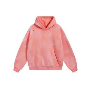 Sweat-shirt à capuche en molleton de coton épais, effet délavé unique, coupe décontractée et style vintage. - Product Image 2