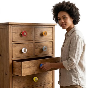 Poignées de meuble modernes en résine, bois et laiton, couleurs variées (rouge, bleu, jaune, orange, blanc, gris) pour cuisine, écologiques, multifonctionnelles et faciles à installer - Product Image 2