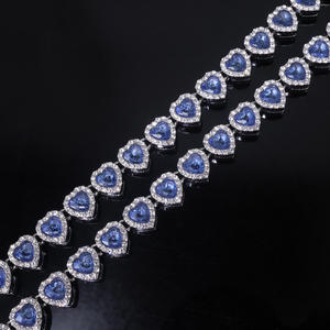 Heart Cut Sapphire Lab Grown <b>Statement</b> <b>Necklace</b> S925 Silver 14K Gold Plated Rhodium Plated Chains Women's Luxury Wedding Jewelry - Product Image 4