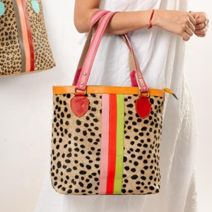 Large Capacity Luxury Leopard Print Genuine Leather Lightweight Shoulder Handbag <b>ZIP</b> Closure Daily Use Muti Color Women <b>Tote</b> Bag - Product Image 1