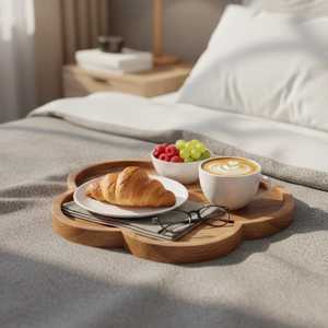 Minimalist Wooden Serving Tray Cloud Shape Reusable Natural Wood <b>Platter</b> for Home Use - Product Image 6