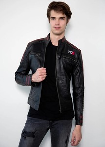 Chaqueta de Cuero Genuino Estilo Ciencia Ficción para Hombre, Chaqueta de Motero Futurista, Chaqueta Mass Effect N7 - Product Image 1