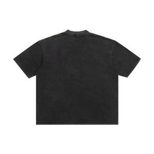 Acid Washed 100% Cotton Oversized T-<b>Shirt</b> Vintage Boxy Fit <b>Silk</b> Screen Printed Casual Tee for <b>Men</b> - Product Image 2