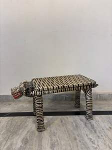 Table basse en bois artisanale en forme d'animal, motif tigre, peinte à la main, table d'appoint décorative, meuble pour salon - Product Image 2