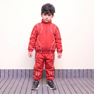 Wholesales Custom Logo <b>Red</b> Boy and Girls Nylon Wind Breaker Sets For Summer Quick Dry Breathable Vintage Kids Sets Streetwear - Product Image 2