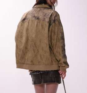 Chaqueta Bomber de Pana con Lavado Ácido Nesta Sports, Estilo Urbano Hip Hop Y2K Grunge, Textura Camuflaje Tie Dye, Antiencogimiento - Product Image 3