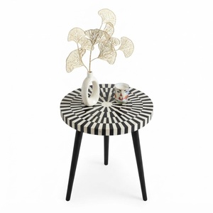 Bone Inlay Nesting <b>Table</b> Luxury Mother of Pearl <b>Mosaic</b> Stool With Brass Metal Frame Custom India Handicraft Bone Inlay Furniture - Product Image 2