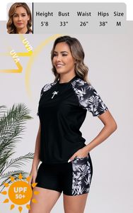 <b>Women's</b> High-quality Breathable Polyester Shorts Sleeve 2 Piece Rash guard suit Compression <b>Shirt</b> <b>for</b> Fitness <b>Swimming</b> Water - Product Image 6