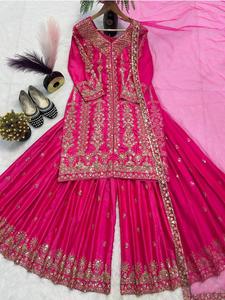 Top Quality Heavy Chiffon Floral <b>Print</b> Anarkali Dress for Women Long Gown Style Indian Ethnic Suit for Weddings Or Festivals - Product Image 4