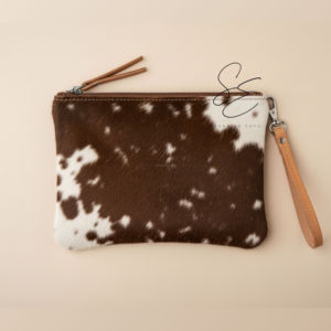 Western Genuine Leather Tooled Cowhide <b>Wristlet</b> Clutch Wallet Floral Embossed Handmade Hair On Zipper Pouch for Women - Product Image 5