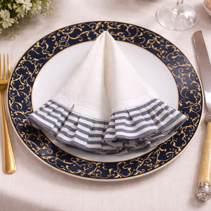 Serviette de table en lin avec un design à volants, forme ronde, belle et au style moderne - Product Image 1