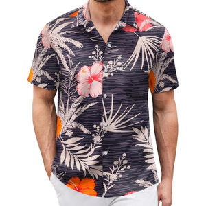 Camisas de Playa de Manga Corta con Botones para Hombre, Diseño Clásico Hawaiano en Negro, Tela Twill, OEM ODM - Product Image 6