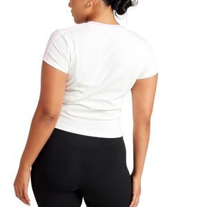 T-shirt personnalisé en gros pour femme, col rond uni, manches courtes, sport, gym, yoga, fitness, haut décontracté d'été, vêtement de sport - Product Image 5