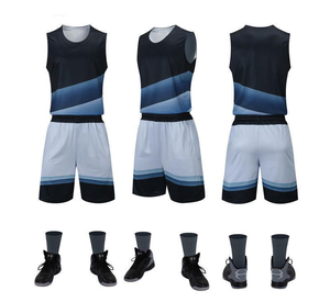 Uniforme de basket-ball à séchage rapide Maillots réversibles personnalisés noirs et shorts en tissu de maille respirante - Product Image 2