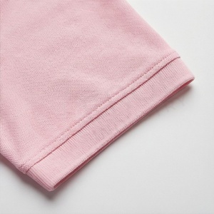 Polo piqué rose à manches courtes pour homme avec poche, coupe décontractée, design tricoté uni, coton anti-rétrécissement - Product Image 6