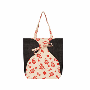 Floral Print Tote <b>Bag</b> <b>Medium</b> <b>Size</b> Drawstring Closure Hand Length Handle Shopping <b>Bag</b> Daily Use Textile Material - Product Image 1
