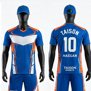 เสื้อแบดมินตันชาย ผ้าโพลีเอสเตอร์คุณภาพสูง 175 GSM สีกรมท่า ดีไซน์สีฟ้าอ่อน  พร้อมสกรีนโลโก้ตามสั่ง - Product Image 4