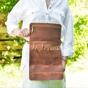 Sleek Genuine Leather Barber Scissor <b>Pouch</b> Professional Hairdressing Tool Holster With Secure Waist Belt LBSH-0007 - Product Image 1