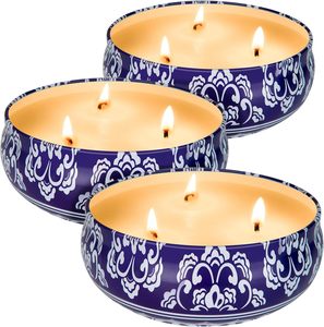 BRAVO Blue Jar <b>Candle</b> <b>Set</b> 3 Wick Dripless Woody Scented Soy Wax Modern Outdoor Use Home Decor Gift 40-60 Hours Burn Time - Product Image 3
