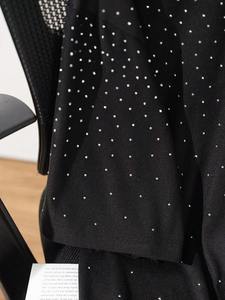 T-shirt noir de luxe orné de strass, tee-shirt en cristal de diamant sur toute la surface, streetwear hip-hop surdimensionné, vente en gros de t-shirts pour hommes - Product Image 3