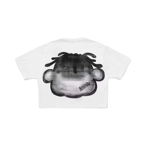 Oversized Crop T-Shirt Men's <b>White</b> Cartoon Print Street Style Short Sleeve O-Neck Jersey Cotton <b>Tee</b> - Product Image 2