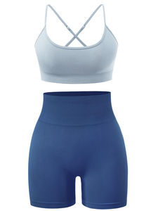 Nouveauté 2026 : Ensemble de yoga imprimé pour femme – Soutien-gorge de sport et short côtelé 2 pièces – Tenue de fitness et d'entraînement avec option OEM - Product Image 5